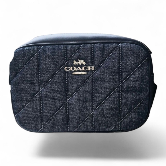 COACH Mini Jamie Navy Quilted Denim Crossbody Camera Bag - Picture 1 of 12